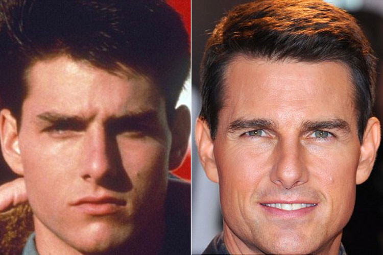 Nam tài tử sinh năm 1962 nổi tiếng từ năm 1986 với vai diễn trong bộ phim "Top Gun" (trái) và 26 năm sau, anh không chỉ vẫn giữ được vẻ trẻ trung mà ngày càng đẹp trai hơn. (Ảnh: photoshot)
