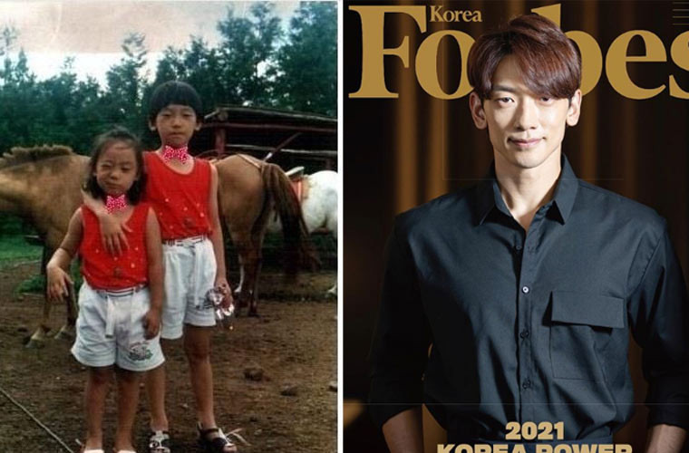 Bi Rain được cho là dậy thì thành công khi so ảnh anh hồi bé với bây giờ. (Ảnh: Instagram)