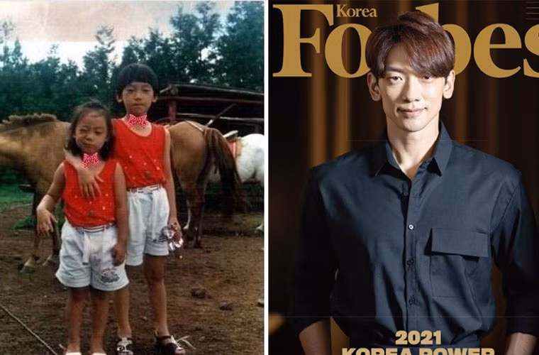 Bi Rain được cho là dậy thì thành công khi so ảnh anh hồi bé với bây giờ. (Ảnh: Instagram)