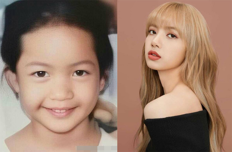 Lisa, nữ ca sĩ nhóm Blackpink xinh từ nhỏ. Khuôn mặt cô khi trưởng thành xinh đẹp hơn nhờ một số chỉnh sửa như nâng mũi. (Ảnh: Twitter, sina)