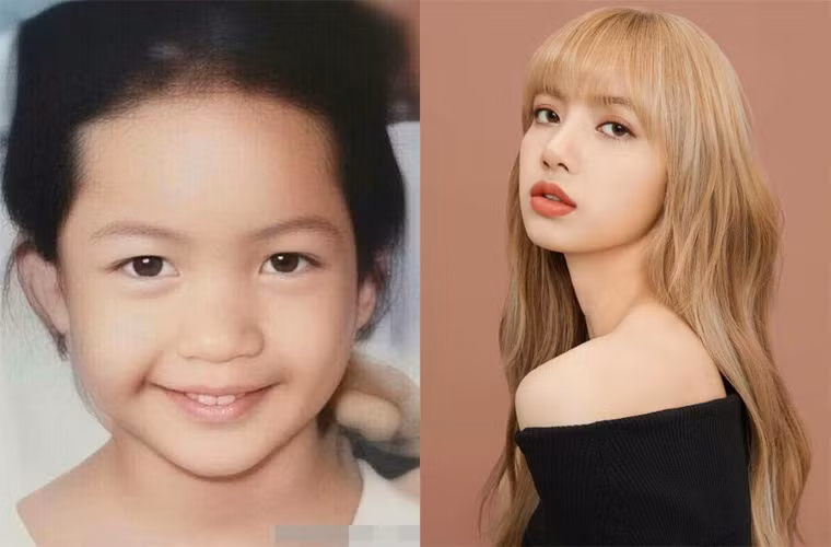 Lisa, nữ ca sĩ nhóm Blackpink xinh từ nhỏ. Khuôn mặt cô khi trưởng thành xinh đẹp hơn nhờ một số chỉnh sửa như nâng mũi. (Ảnh: Twitter, sina)