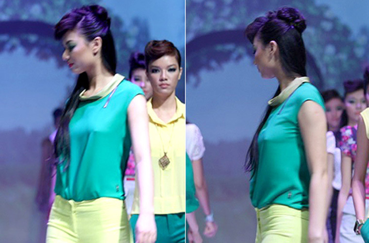 Tiếp đến là những màn khoe ngực khi không mặc nội y trình diễn thời trang hay những bức ảnh quá khêu gợi khi cô mới 17 tuổi.