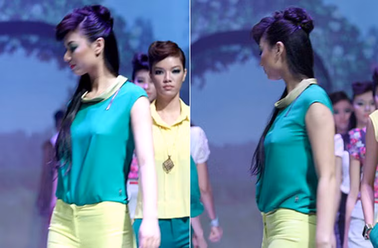 Tiếp đến là những màn khoe ngực khi không mặc nội y trình diễn thời trang hay những bức ảnh quá khêu gợi khi cô mới 17 tuổi.