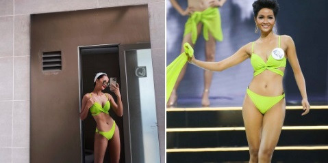 Mới đây, nàng hậu còn khoe màn "lột xác" ngoạn mục sau 3 năm lọt top 5 Miss Universe. Đặc biệt vòng eo săn chắc đến mức rõ cả múi bụng như hiện tại của cô khiến fan không thể rời mắt.