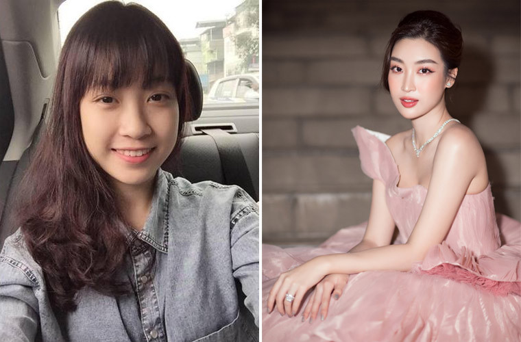 So ảnh thời Hoa hậu Việt Nam 2016 Đỗ Mỹ Linh còn là sinh viên với bây giờ là cả một sự khác biệt về vẻ ngoài. (Ảnh: Zing, FBNV)