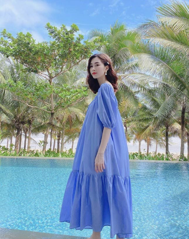 Hoa hậu Đặng Thu Thảo vẫn giữ nguyên dáng vẻ mảnh mai, quyến rũ khi mang bụng bầu to. (Ảnh: instagram)