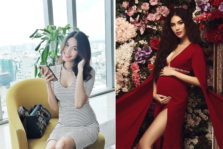 Người mẫu Lan Khuê được khen là 1 trong những bà bầu đẹp nhất của Vbiz bởi dù tăng mười mấy kg khi mang thai nhưng nhìn cô vẫn rất gọn gàng, thần thái sang chảnh. (Ảnh: FBNV)