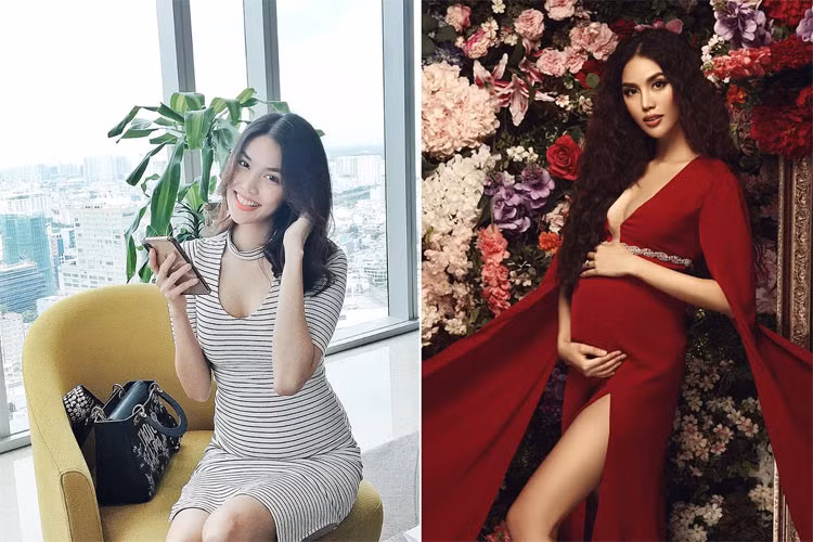 Người mẫu Lan Khuê được khen là 1 trong những bà bầu đẹp nhất của Vbiz bởi dù tăng mười mấy kg khi mang thai nhưng nhìn cô vẫn rất gọn gàng, thần thái sang chảnh. (Ảnh: FBNV)