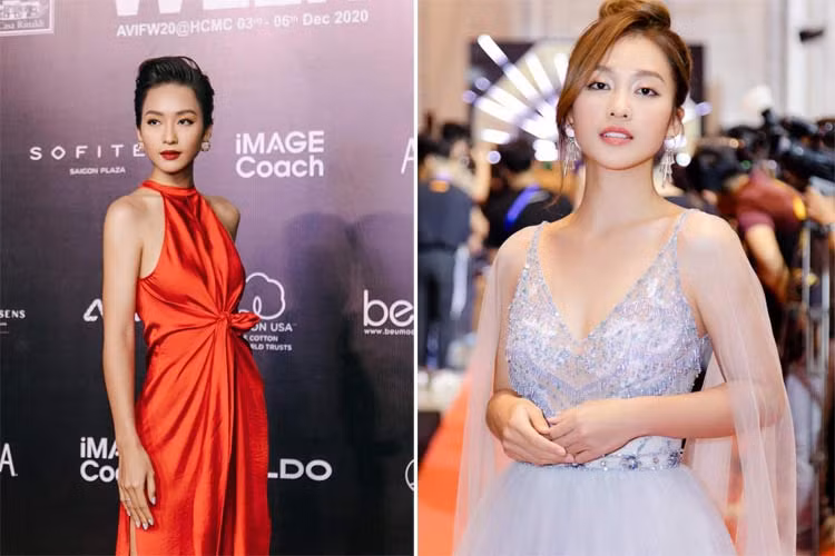 Hình ảnh Khả Ngân gầy gò của hiện tại (trái) và đầy đặn trước đây.