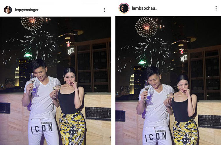 Trong khoảnh khắc đón năm mới 2021, lần đầu tiên Lệ Quyên đăng ảnh tình tứ của cô và Lâm Bảo Châu trên trang cá nhân.