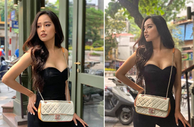 Chiếc áo cup ngực giúp Mai Phương Thúy khoe vòng 1 tròn đầy.