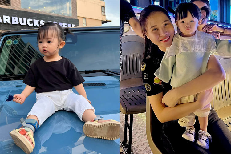 Tuệ San có vẻ ngoài giống cả bố lẫn mẹ và cũng là một trong những nhóc tì nhà sao Việt được nhiều người quan tâm.