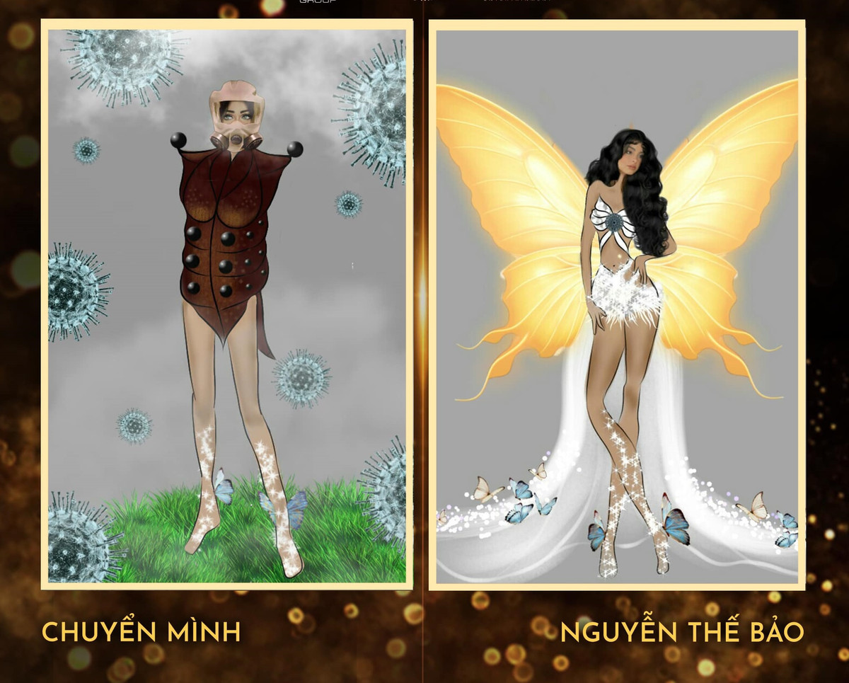 Thí sinh Nguyễn Thế Bảo mang tới ý tưởng "Chuyển mình" với lý giải: Hình ảnh sâu hóa nhộng để chuyển mình thành bướm cũng giống như hình ảnh người chuyển giới phải trải qua nhiều khó khăn để tìm lại chính mình.