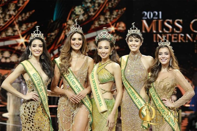 Top 5 người đẹp trong đêm chung kết cuộc thi Miss Grand International 2021.