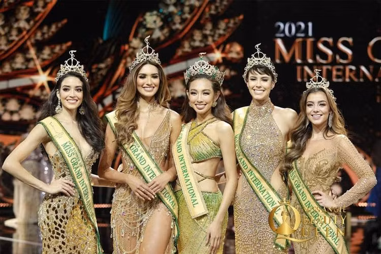 Top 5 người đẹp trong đêm chung kết cuộc thi Miss Grand International 2021.