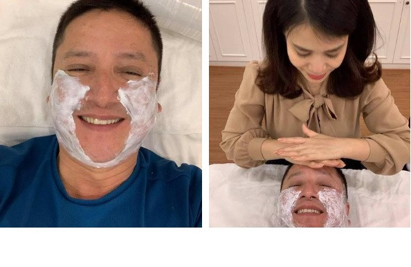 Nam nghệ sĩ cho thấy anh đang rất hạnh phúc trong tình yêu ở tuổi 60. Chí Trung còn khoe được bạn gái doanh nhân đắp mặt, dưỡng da, kèm dòng "nịnh vợ": "Không bỗng nhiên đẹp trai được đâu, số hưởng".