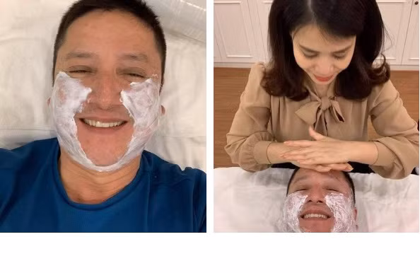 Nam nghệ sĩ cho thấy anh đang rất hạnh phúc trong tình yêu ở tuổi 60. Chí Trung còn khoe được bạn gái doanh nhân đắp mặt, dưỡng da, kèm dòng "nịnh vợ": "Không bỗng nhiên đẹp trai được đâu, số hưởng".