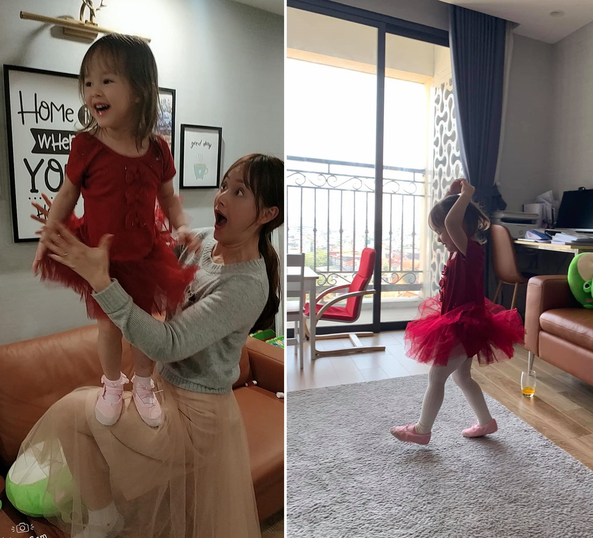 Mùa dịch COVID-19 vừa qua, con gái Lan Phương được ở nhà tránh dịch. Cả ngày em quanh quẩn bên mẹ, hát cho mẹ nghe, múa cho mẹ xem. "Hôm nay Lina được đi giày múa là xoay tròn suốt ngày, sung sướng không muốn cởi ra. Chẳng biết lớn lên có làm diễn viên múa balê không đây nhỉ?", nữ diễn viên "Cả một đời ân oán" chia sẻ hình ảnh hạnh phúc bên con.