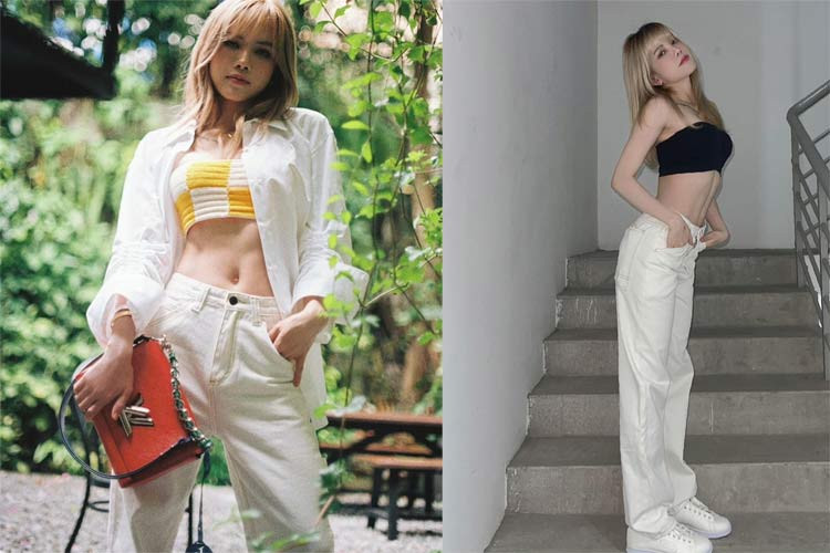 Phong cách yêu thích của nữ ca sĩ sinh năm 1994 là quần ống rộng kết hợp với áo crop top để khoe vòng eo thon.