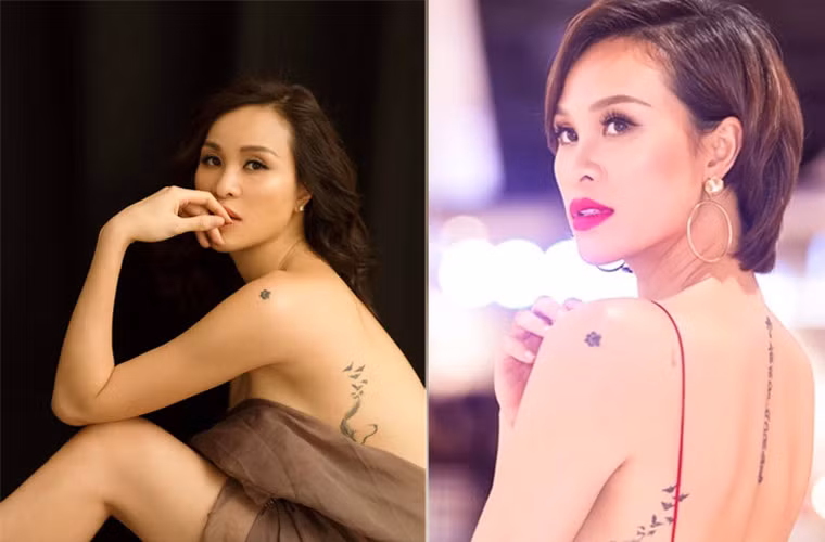 Dòng chữ nằm dọc sống lưng của MC Phương Mai có ý nghĩa “Ngọc trong sen, phật trong tâm”. Ngoài ra cô còn có 2 hình xăm trên bả vai, mạn sườn.