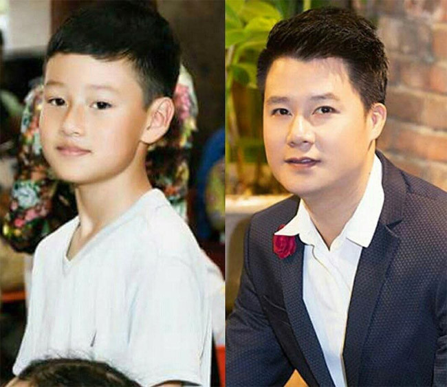 Mặc dù giống bố, nhưng cậu bé được khen là điển trai hơn bố Quang Dũng.