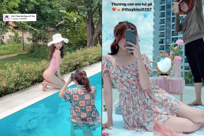 Để phục vụ cho mục đích "sống ảo", Ngọc Trinh sở hữu cả dàn ekip hùng hậu. Đặc biệt, cô trợ lý Thúy Kiều là "phó nháy" cho rất nhiều bức ảnh nhận "bão like" của "nữ hoàng nội y".