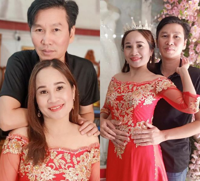 Lê Thị Dần thường xuyên đăng ảnh "tình bể bình" bên ông xã. Anh cũng trở thành bạn diễn của vợ trên sân khấu.