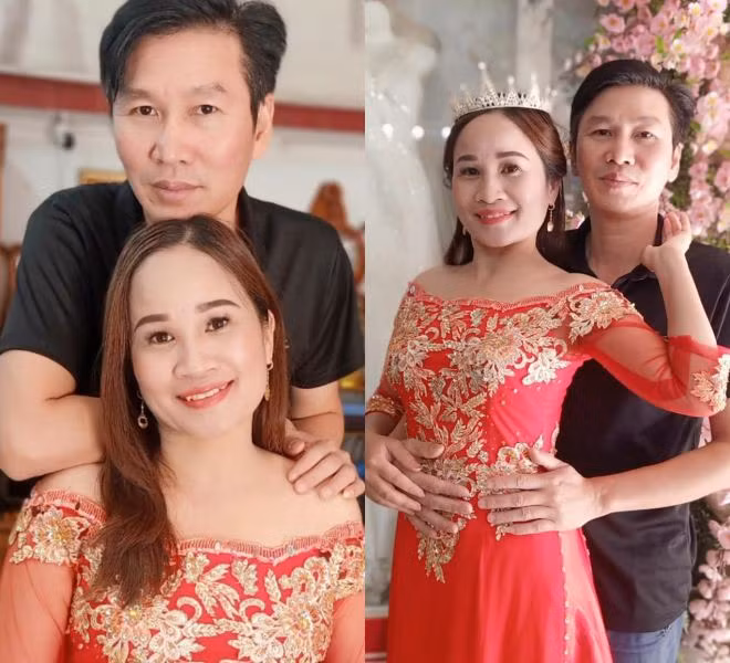 Lê Thị Dần thường xuyên đăng ảnh "tình bể bình" bên ông xã. Anh cũng trở thành bạn diễn của vợ trên sân khấu.