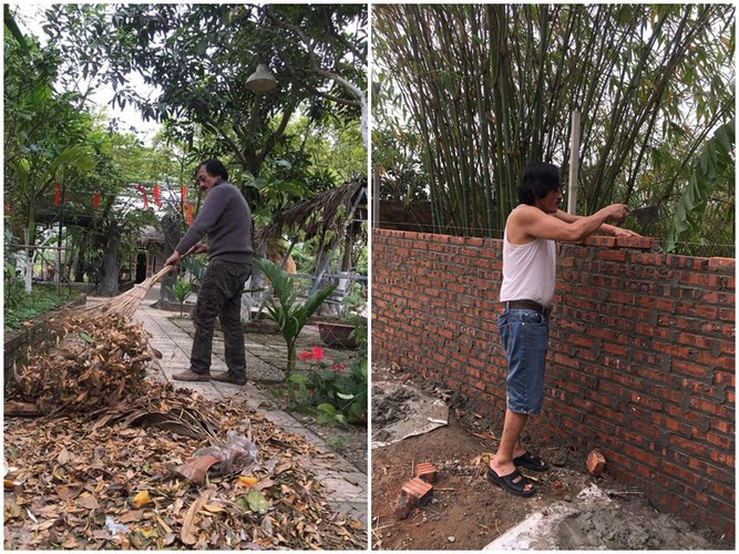 Giang Còi xắn tay làm bất kể việc gì của một người nông dân.