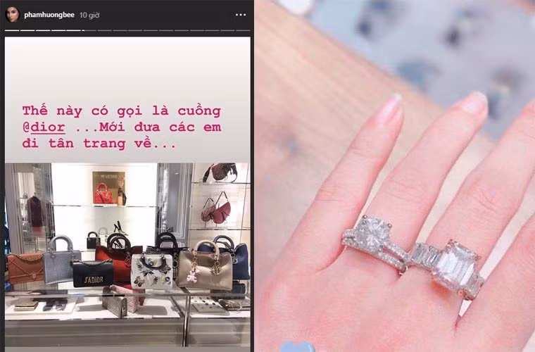 Cũng sau một năm mất tích khỏi showbiz, sang Mỹ sinh con, Phạm Hương khiến nhiều người phải ghen tị khi cô liên tục khoe tài sản từ túi đồ hiệu, nhẫn kim cương, đồng hồ đính kim cương… (Ảnh: Instagram)