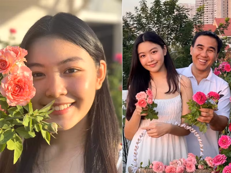 Con gái lớn Thảo Linh đã cao hơn 1m7, khuôn mặt rất ưa nhìn vì thừa hưởng nét đẹp của cả bố lẫn mẹ.