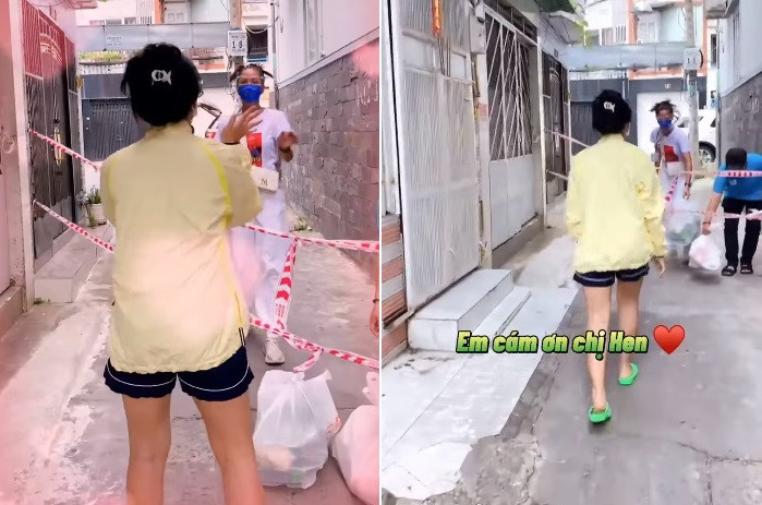 Phương Mỹ Chi cũng gửi lời cảm ơn vì được đích thân đàn chị là Hoa hậu H'Hen Niê mang đồ ăn tới tận nơi. "Niềm hạnh phúc mùa dịch đến từ phía tình nguyện viên đáng yêu nhất hành tinh chị H'Hen Niê... Và cảm ơn riêng chị Hen yêu thương đã quan tâm em, không những đích thân mang tới mà còn tặng hết tất cả cho em. Hẹn chị sau dịch em mời trà sữa nhé", nữ ca sĩ viết.