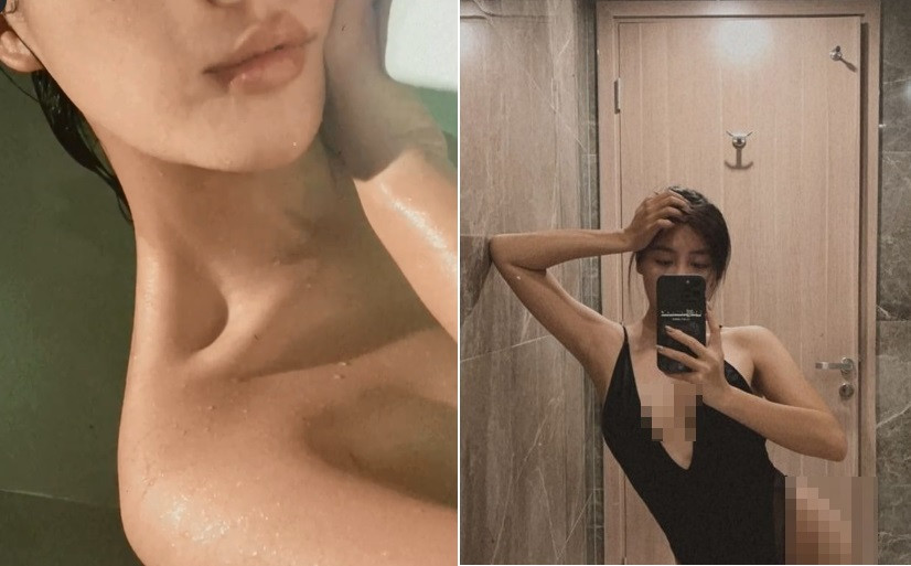 Không chỉ khoe 3 vòng gợi cảm, mỹ nhân 9X còn sở hữu xương quai xanh cực phẩm.