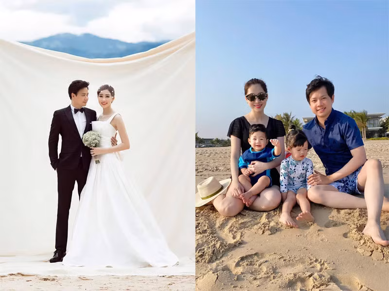 Mới đây, người đẹp sinh năm 1991 vừa kỷ niệm 4 năm ngày cưới. Trái ngọt cuộc hôn nhân của họ chính là hai em bé đủ nếp, đủ tẻ.