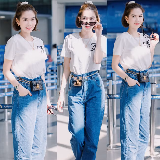 Mặc dù chọn style sân bay rất giản dị và kín đáo nhưng Ngọc Trinh vẫn gây chú ý bởi phụ kiện là chiếc đồng hồ Rolex trị giá khoảng 400 triệu đồng.