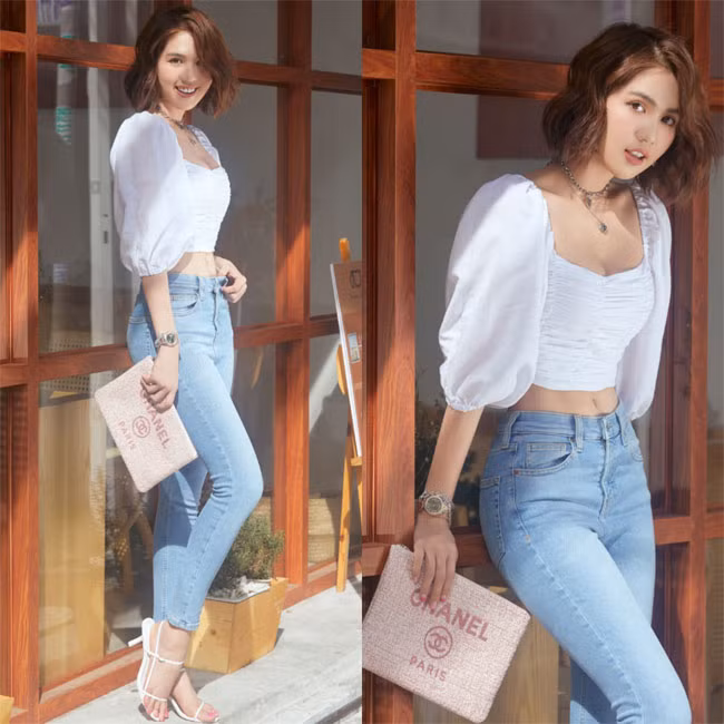 Ngọc Trinh thường mặc đồ hiệu và phụ kiện ít khi thiếu vắng của cô là chiếc đồng hồ mỗi khi ra khỏi nhà.