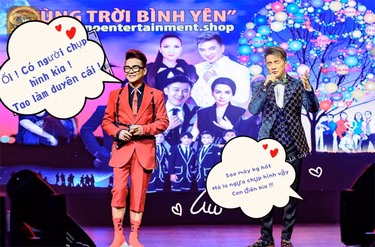 Khoảnh khắc hai người hát chung trên sân khấu cũng được Vũ Hà chế thành ảnh vui để trêu đùa.