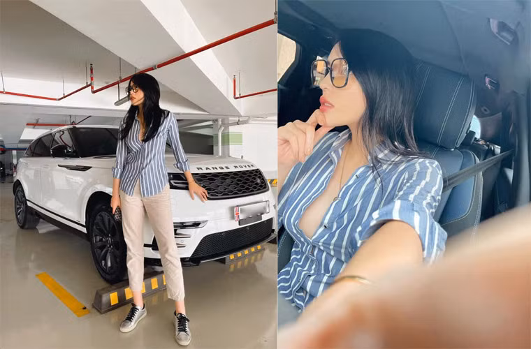 Thời trang ngày thường của người đẹp sinh năm 1996 rất giản dị nhưng cô luôn biết cách gây ấn tượng bằng một chi tiết nhỏ như mở vài hàng khuy áo ngực.