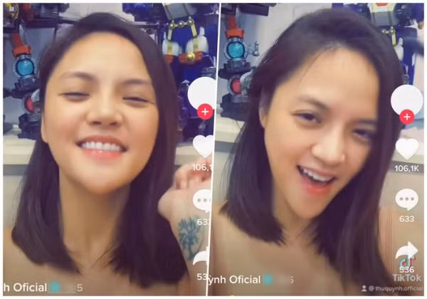 Chiếc cằm dài trông bất thường của Thu Quỳnh làm dấy lên nghi vấn về nhan sắc tự nhiên của nữ diễn viên.