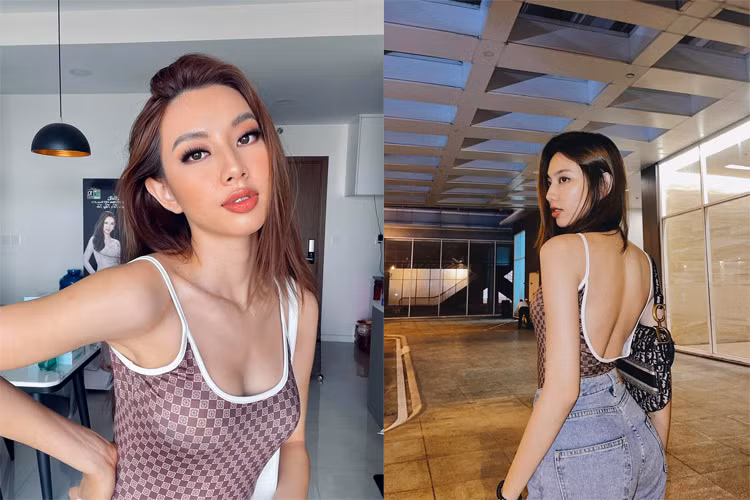 Chỉ với áo hai dây ôm sát khoe một phần vòng 1 và gần trọn vùng lưng kết hợp với quần jeans cạp cao, Thuỳ Tiên đã đủ sức hút mọi ánh nhìn.