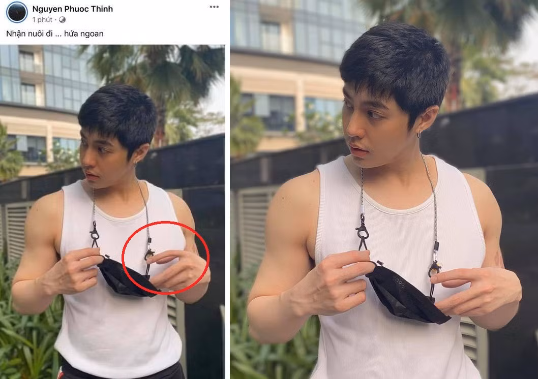 Noo Phước Thịnh cũng được fan gọi vui "thánh sống ảo" vì chăm đăng ảnh lên trang cá nhân. Trong một bức hình gần đây, sao Việt này khoe cơ bắp cuồn cuộn, nhưng bị soi photoshop biến dạng cả ngón tay. Phát hiện ra sự cố, Noo Phước Thịnh đã nhanh tay thay ảnh đẹp hoàn hảo.