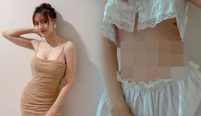 Người đẹp khoe vòng eo "con kiến" để lộ hình xăm lấp ló.