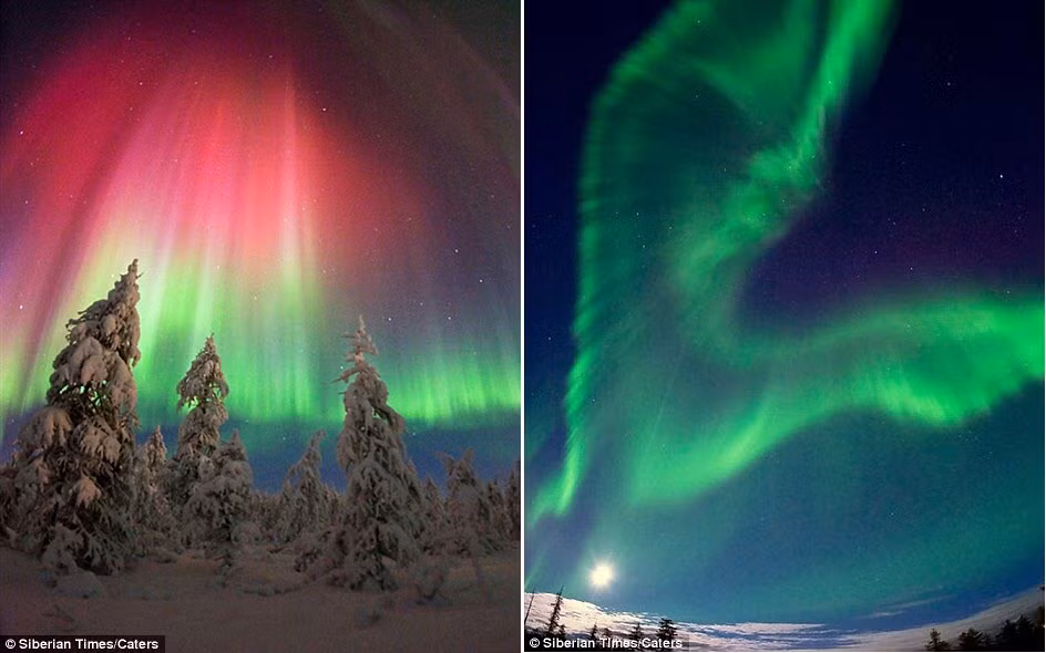  Bắc cực quang xảy ra khi hạt phân tử Mặt trời đâm vào khí quyển Trái đất, và nó tạo ấn tượng mạnh nhất ở cả bắc và nam bán cầu. 