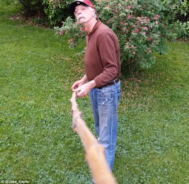 Cành củi trong vườn cũng có thể trở thành gậy selfie tiện dụng.