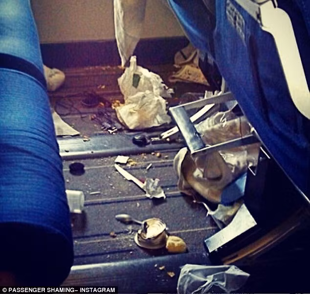 Thêm ảnh khó đỡ về hành khách vứt rác bừa bãi trên máy bay.