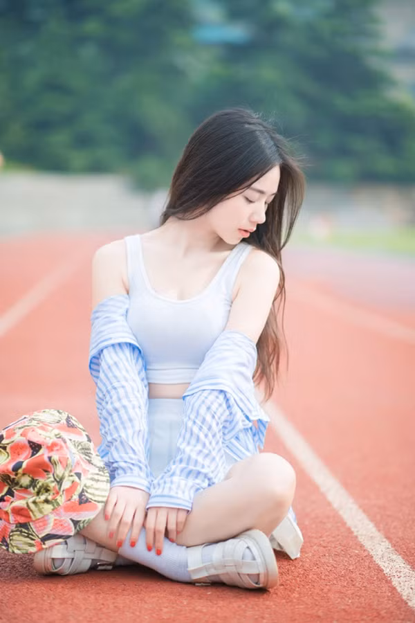 Hu Anru một mình thả hồn giữa sân trường vắng.