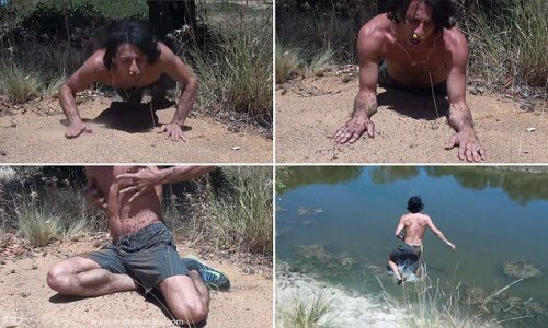 Andrew Ucles thử cảm giác nằm trên tổ kiến.