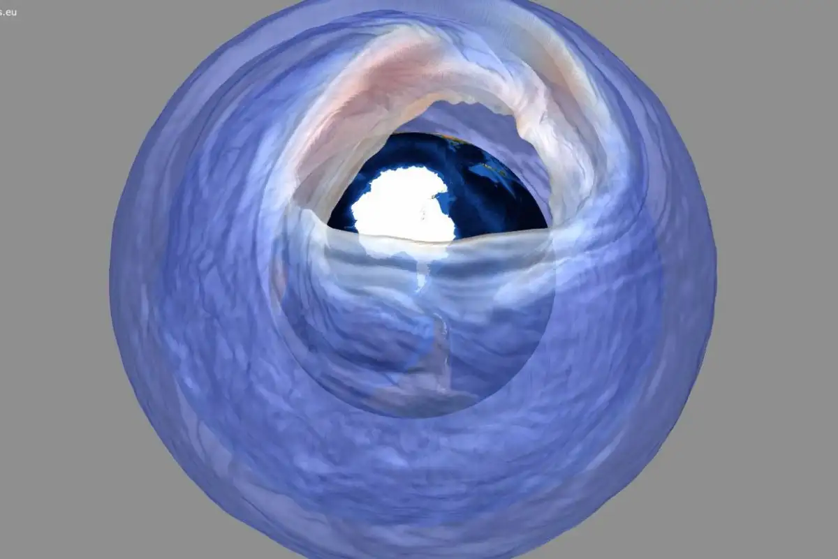 Trong những thập kỷ qua, tầng ozone đã bị suy giảm nghiêm trọng do các hoạt động của con người. Các hợp chất hóa học như chlorofluorocarbons (CFCs), halon, và các chất khác chứa clo và brom đã phá hủy các phân tử ozone trong khí quyển. Những chất này thường được sử dụng trong các sản phẩm như bình xịt, hệ thống làm lạnh và điều hòa không khí. (Ảnh: New Scientist)