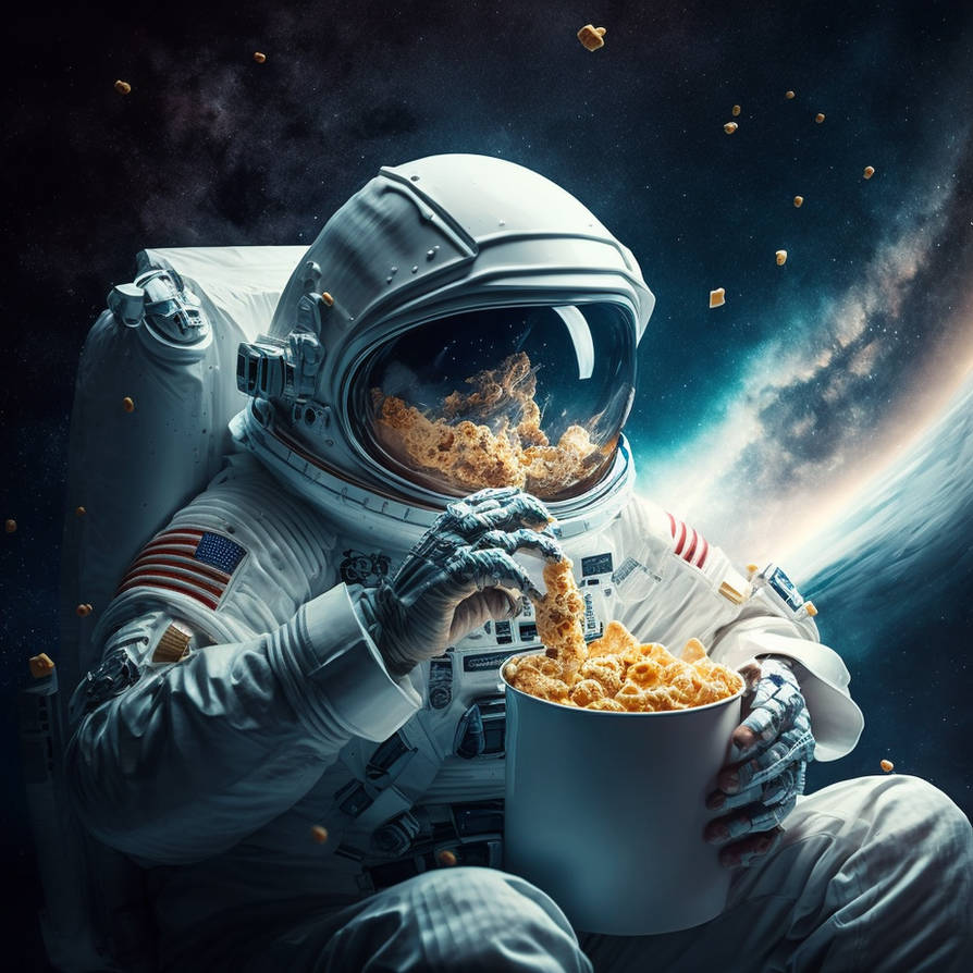 Trong hành trình khám phá không gian, các phi hành gia không chỉ đối mặt với những thách thức về kỹ thuật và sức khỏe mà còn phải thích nghi với môi trường sống hoàn toàn khác biệt. Một trong những khía cạnh thú vị và đầy thách thức đó chính là bữa ăn của họ. (Ảnh: DeviantArt)