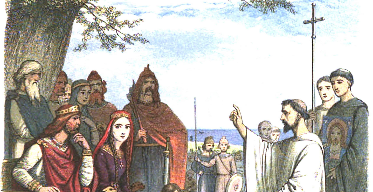 Ban đầu, người Anglo-Saxon theo đạo đa thần, nhưng từ thế kỷ thứ 7, Kitô giáo bắt đầu lan rộng nhờ công lao của các nhà truyền giáo như Thánh Augustine. Sự chuyển đổi này không chỉ thay đổi tín ngưỡng mà còn ảnh hưởng sâu sắc đến văn hóa và chính trị của họ.(Ảnh: Historic UK)